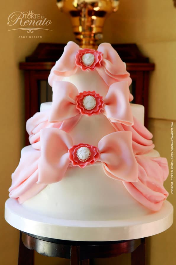 pink ribbon wedding cake 
